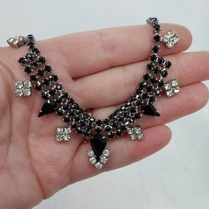 Vintage Black and White Rhinestone La Rel choker